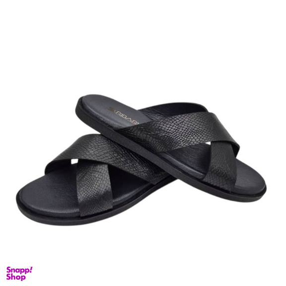 صندل طبی مردانه چرم ریباری مدل H115 رنگ مشکی