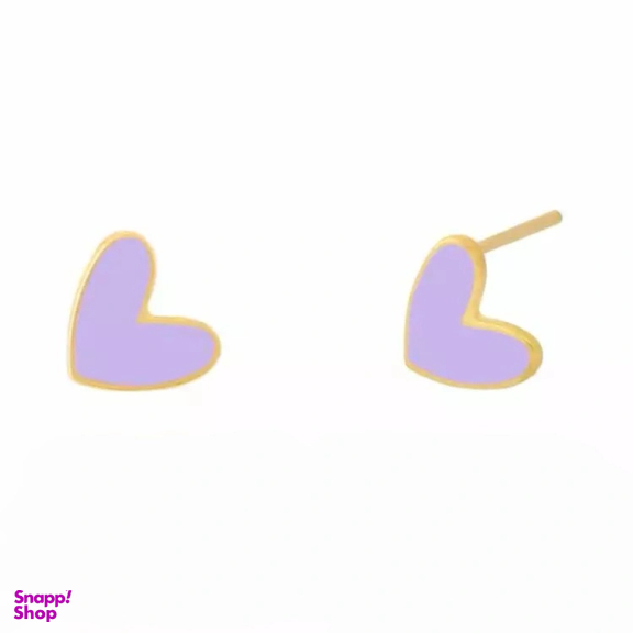 گوشواره طلا 18 عیار زنانه گالری ابرا مدل قلب بنفش کد A11