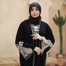 مانتو زنانه مدل عبایی مجلسی کد 301 رنگ مشکی