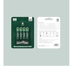 باتری قلمی قابل شارژ گرین لاین مدل AA 1.6V Alkaline Battery بسته ۴ عددی