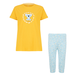 ست تیشرت و شلوارک زنانه کد 1016 رنگ خردلی