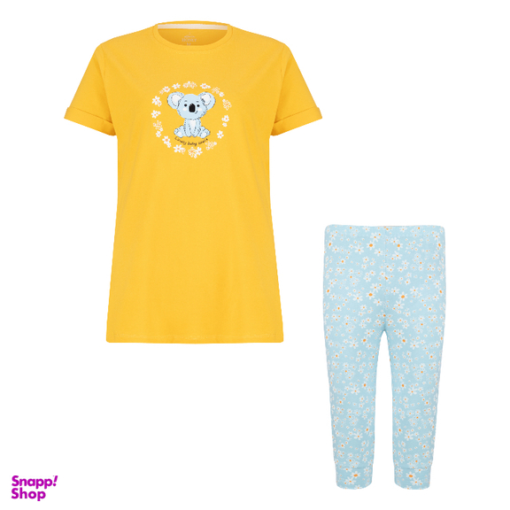 ست تیشرت و شلوارک زنانه کد 1016 رنگ خردلی