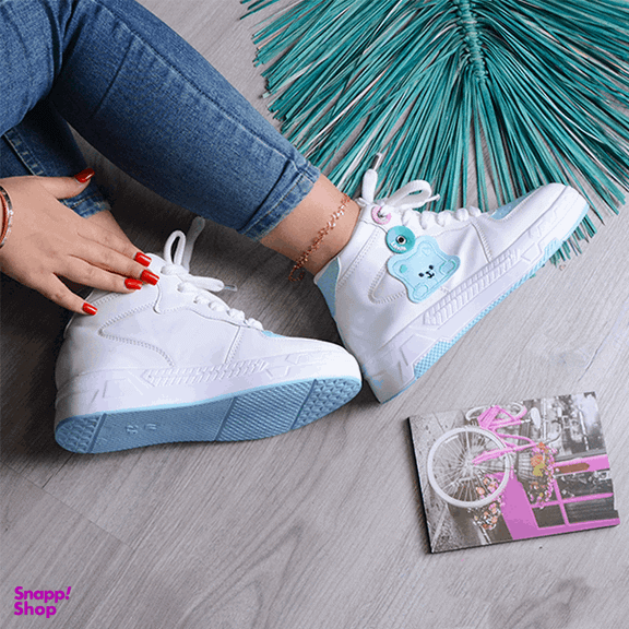 کفش ساق دار زنانه مدل تدی کد 1143 رنگ سفید آبی