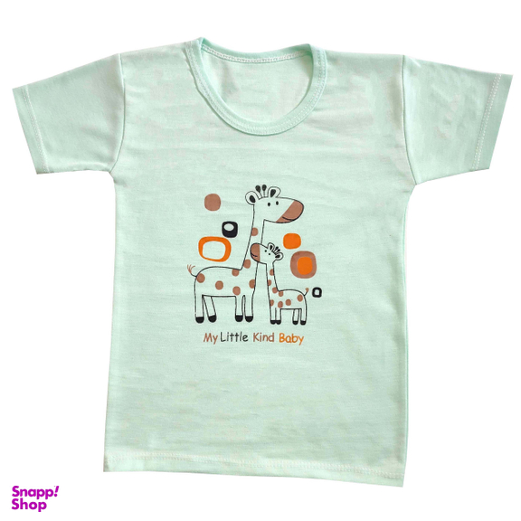 ست تیشرت و شلوارک نوزادی مدل زرافه کد 3942 رنگ سبز