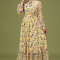 پیراهن زنانه برنس مدل تیام رنگ زرد