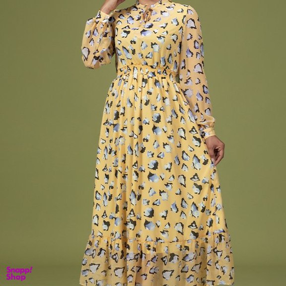 پیراهن زنانه برنس مدل تیام رنگ زرد