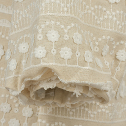 ست مانتو و شلوار زنانه اپلیکه مدل گندم رنگ کرم