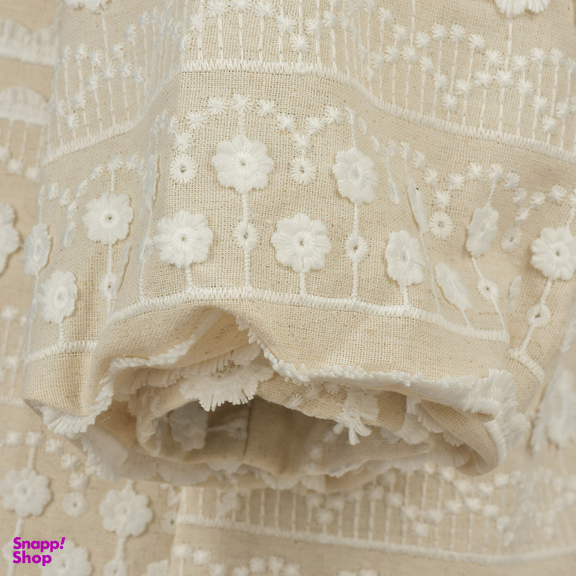 ست مانتو و شلوار زنانه اپلیکه مدل گندم رنگ کرم