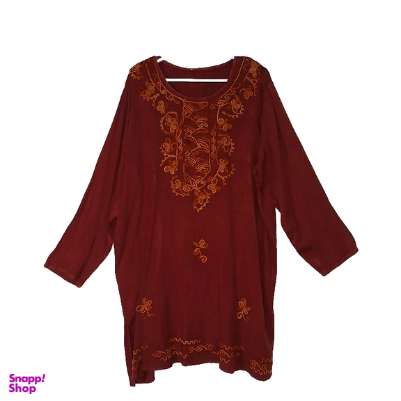 تونیک زنانه طرح بته جقه رنگ زرشکی