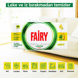 دستمال مرطوب فیری مدل روغن لیمو بسته 100 عددی