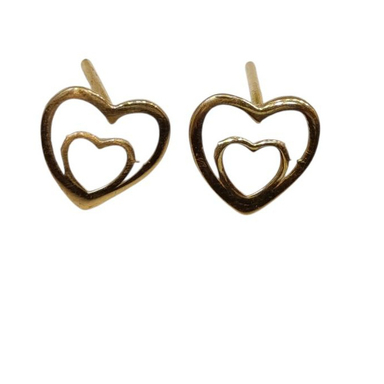 گوشواره طلا 18 عیار زنانه مدل قلب دوتایی