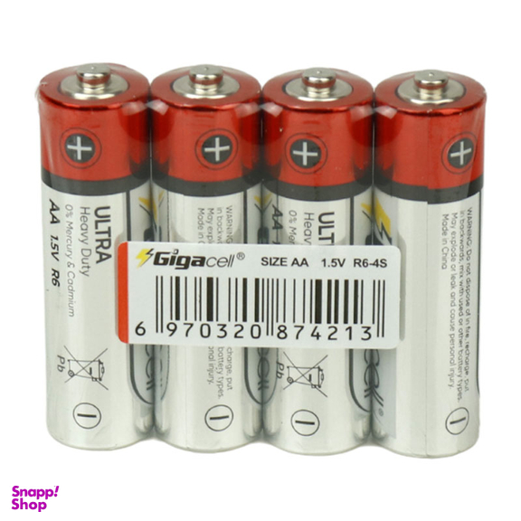 باتری قلمی گیگاسل مدل Ultra Heavy Duty R6 1.5V AA بسته 4 عددی