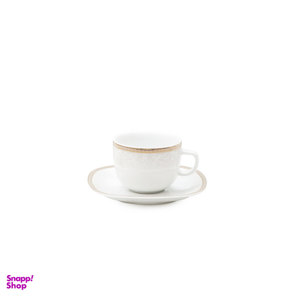 ست فنجان و نعلبکی 12 پارچه چینی زرین ایران سری کواترو مدل ریوا طلایی کد 8 درجه 3