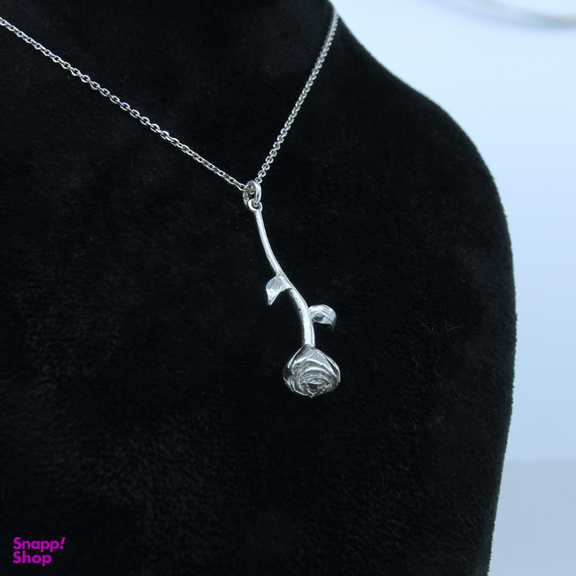 آویز نقره زنانه مدل گل رز کد 323