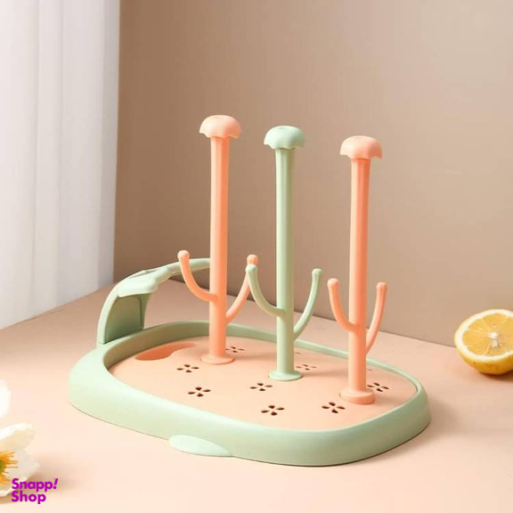 آبچکان لوازم کودک با برس شیشه شور سیلیکونی مدل AST199 رنگ صورتی