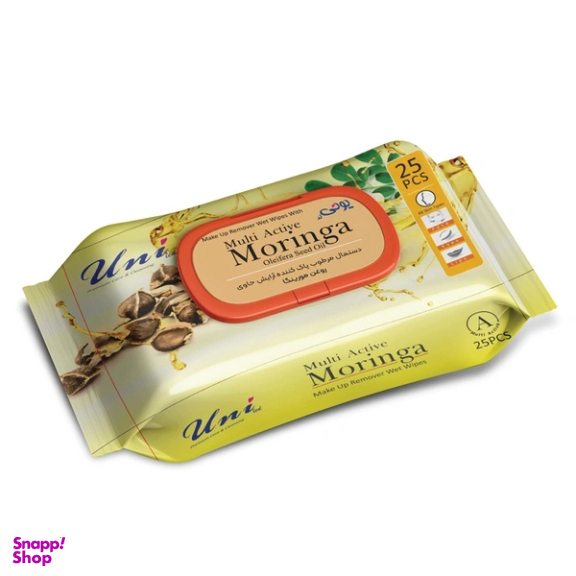 دستمال مرطوب یونی لد مدل روغن مورینگا بسته 25 عددی