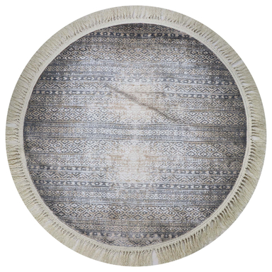 فرش گرد طرح مراکش رنگ زمینه طوسی