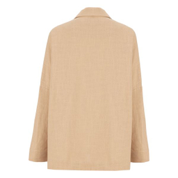 مانتو کتی زنانه سرژه مدل 216597 یقه انگلیسی رنگ کرم