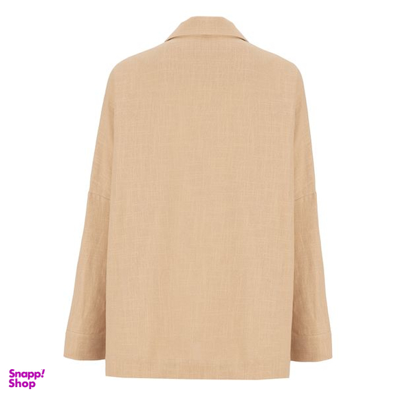 مانتو کتی زنانه سرژه مدل 216597 یقه انگلیسی رنگ کرم