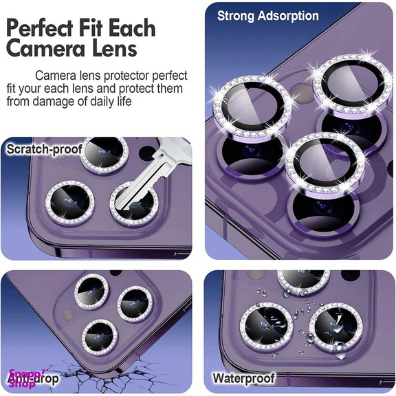 محافظ لنز دوربین بوف مدل Diamond-Luxury مناسب برای گوشی موبایل اپل iphone 14 Pro Max / 14 Pro