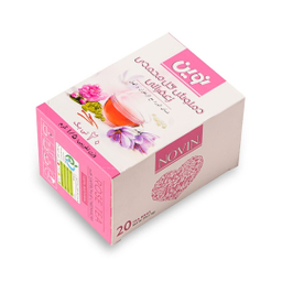 دمنوش گل محمدی زعفرانی نوین زعفران بسته 20 عددی