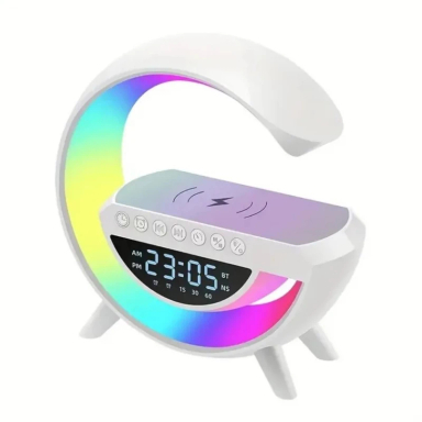 اسپیکر بلوتوث و ساعت زنگدار گوگل RGB دار و وایرلس شارژ G مدل 3401