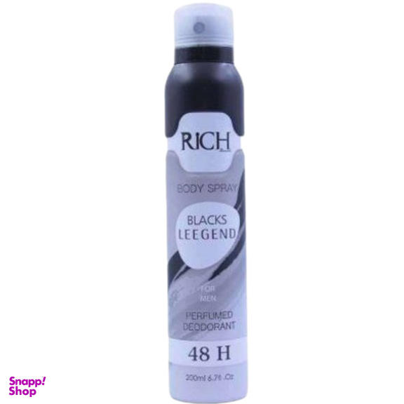 اسپری خوشبو کننده بدن مردانه ریچ مدل Blacks Legend حجم 200 میلی لیتر