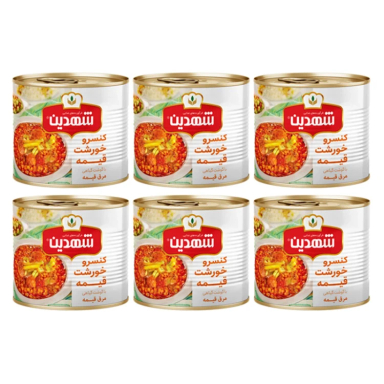 کنسرو خورشت قیمه با گوشت گیاهی شهدین وزن 480 گرم بسته 6 عددی