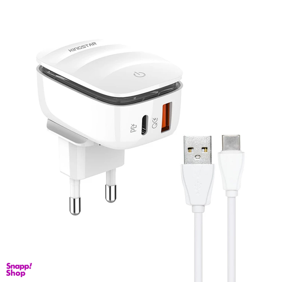 شارژر دیواری 20 وات کینگ استار مدل KW193C PD به همراه کابل USB-C