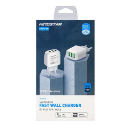 شارژر دیواری کینگ استار مدل KW163C توان 17 وات به همراه کابل USB-C