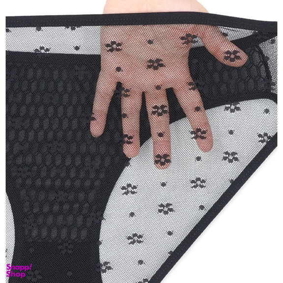 ست دو شورت و سوتین هارنس دار ژوبین طرح لونه زنبوری رنگ مشکی