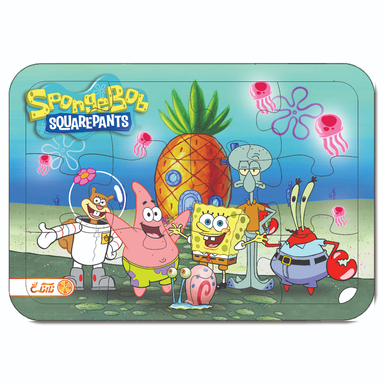 پازل چوبی 12 تکه نارنگی لند مدل باب اسفنجی