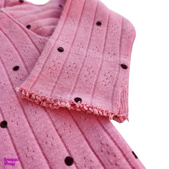 بادی نوزادی نیم ایت طرح خالدار کد 10256 رنگ صورتی