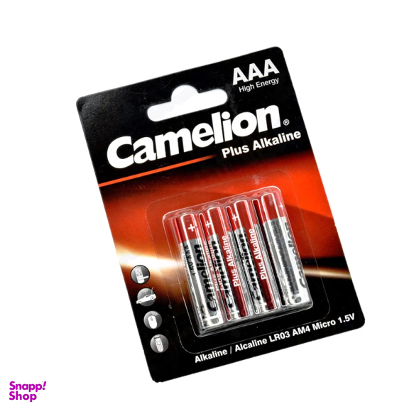 باتری نیم قلمی کملیون مدل پلاس آلکالاین بسته 4 عددی رنگ قرمز