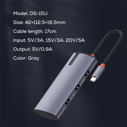 هاب 5 پورت USB-C الدینیو مدل DS-15U