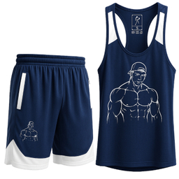 ست تاپ و شلوارک ورزشی مردانه کد 1562 رنگ سرمه ای