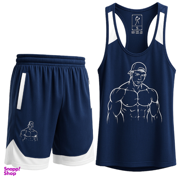 ست تاپ و شلوارک ورزشی مردانه کد 1562 رنگ سرمه ای