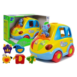 ماشین موزیکال فیلی هولی تویز مدل 896 Learning Educational Toys Cartoon Car Funny Kid Bus Game Matching Game