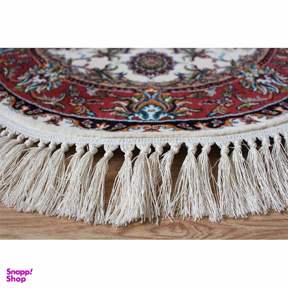 فرش ماشینی مدل بیضی طرح صبا رنگ کرم