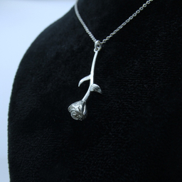 آویز نقره زنانه مدل گل رز کد 323