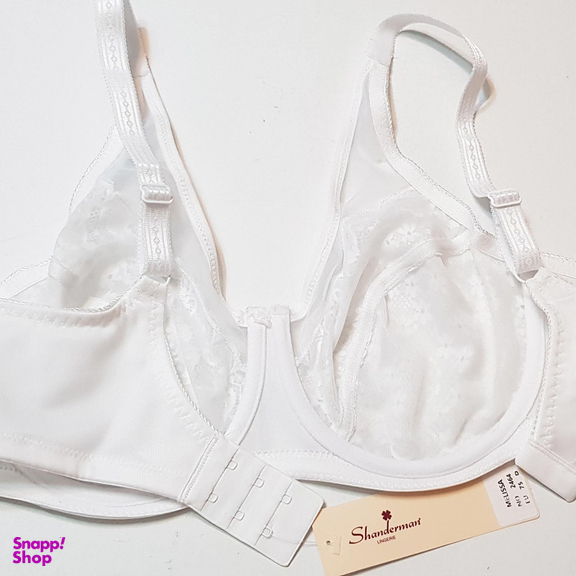 ست شورت و سوتین زنانه شاندرمن مدل فنردار گیپور گلدار کد 5080-2464-03 رنگ سفید