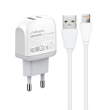 شارژر دیواری 20 وات سیبراتون مدل SW2220i PD به همراه کابل لایتنینگ