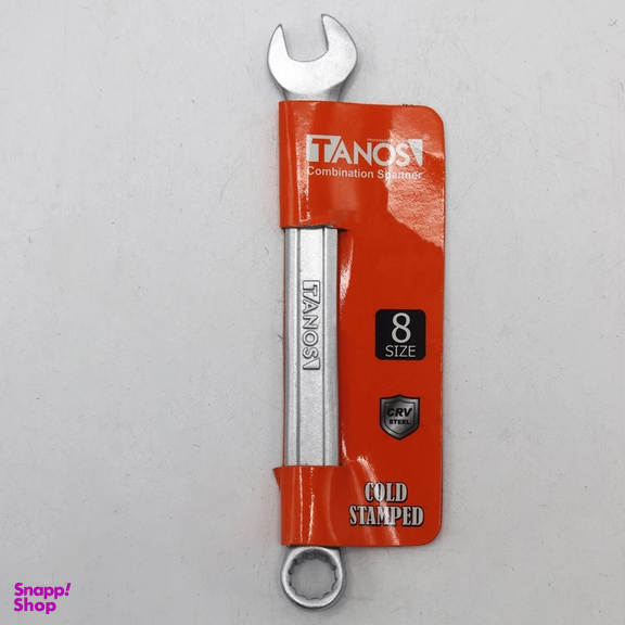 آچار یکسر تخت و یکسر رینگی تانوس مدل -SMT-TANOS-8MM-TAkht-ring سایز 8 میلی متر