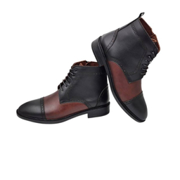 نیم بوت مردانه چرم ریباری مدل Z20 رنگ مشکی قهوه ای
