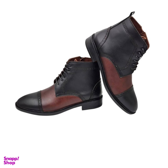 نیم بوت مردانه چرم ریباری مدل Z20 رنگ مشکی قهوه ای