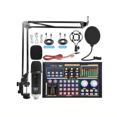 میکروفون کاندنسر مدل WH1000 به همراه کارت صدا اکسترنال مدل DJ18 مجموعه 12 عددی