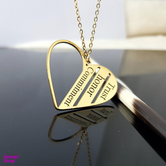 گردنبند زنانه گيلواره زراوشان مدل قلب دوستی کد A26 رنگ طلایی