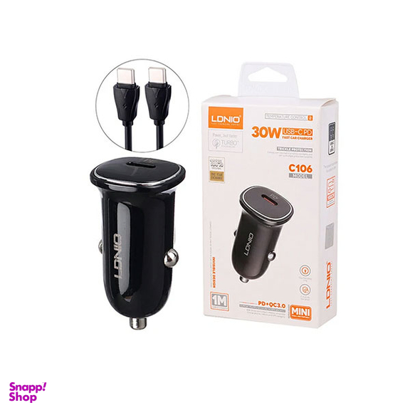 شارژر فندکی 30 وات الدینیو مدل C106 پورت Type-C