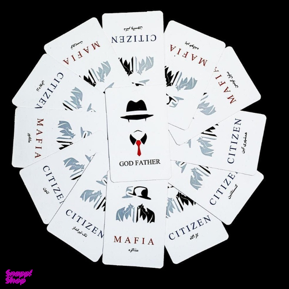 ماسک ایفای نقش مافیا مدل اشرافی بسته 12 عددی رنگ مشکی به همراه 30 کارت بازی