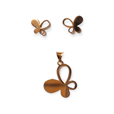 نیم ست طلا 18 عیار زنانه طرح پروانه کد 594158